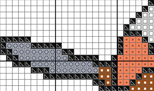 Pattern made of colored shapes on a grid background