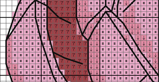 Grid pattern with pink and red color scheme and black lines