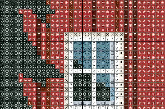 Grid of various geometric and patterned tiles in different colors.