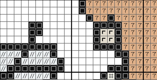 Grid pattern with black, white, and brown squares