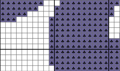 Grid with black clover symbols on a blue background