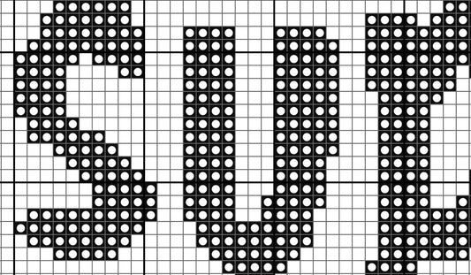 Pixelated text 'WY' on a grid background