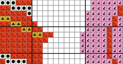 Grid pattern with colored shapes and symbols
