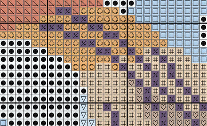 Grid of various geometric and abstract patterns in different colors.