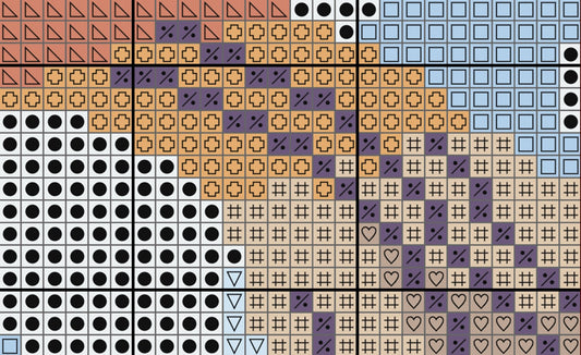 Grid of various geometric and abstract patterns in different colors.