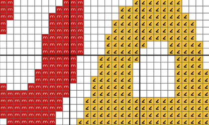 Grid with red and yellow symbols on a white background