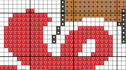 Grid pattern with red triangle shapes and brown square shapes