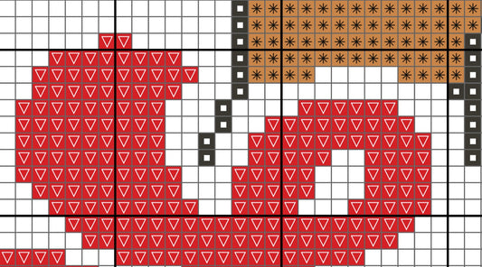 Grid pattern with red triangle shapes and brown square shapes