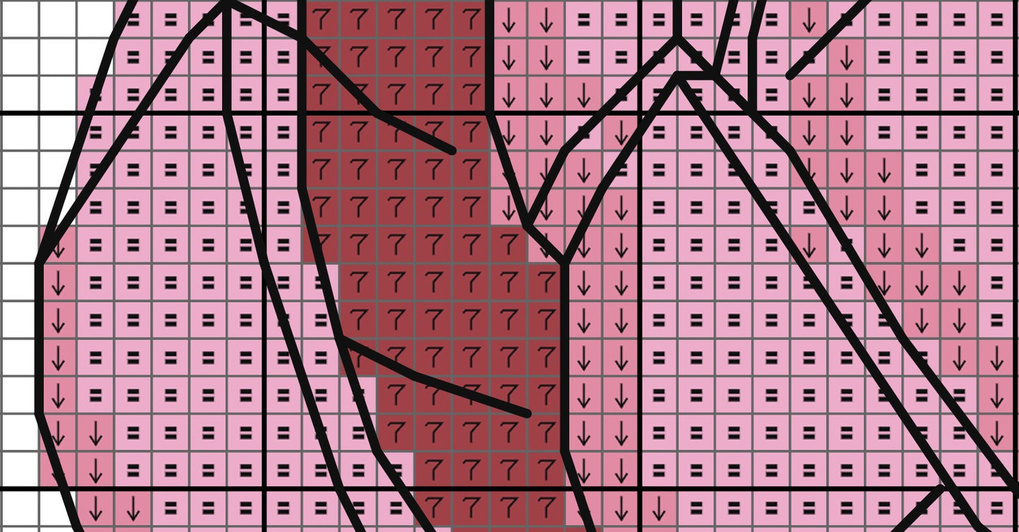 Grid pattern with pink and red color scheme and black lines