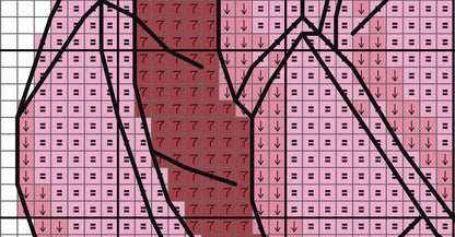 Grid pattern with pink and red color scheme and black lines