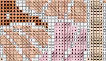 Grid of various geometric shapes and patterns in different colors.