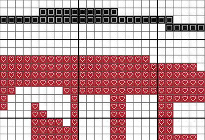 Grid with red heart pattern and black border