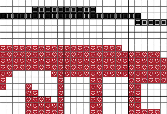 Grid with red heart pattern and black border