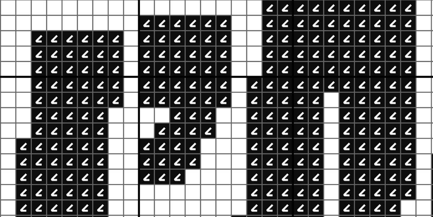 Pixelated image of a face made from black and white arrows on a grid background