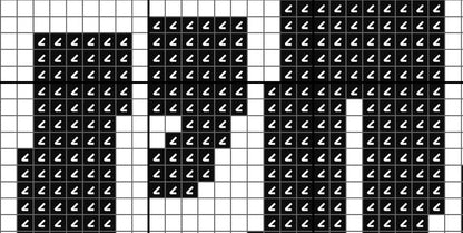 Pixelated image of a face made from black and white arrows on a grid background