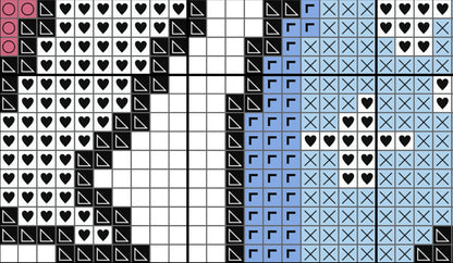 Grid pattern with black, white, and blue shapes