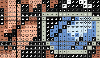 Grid of various geometric shapes in different colors