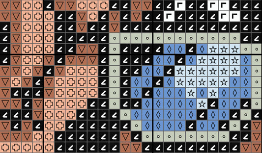 Grid of various geometric shapes in different colors
